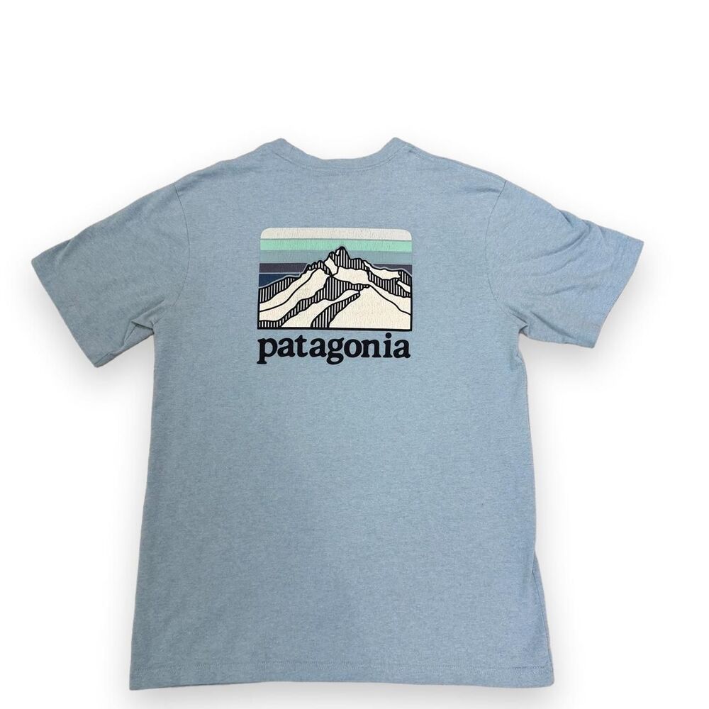 Patagonia Responsibili-Tee Blue Mountain Graphic Pocket T-Shirt Small